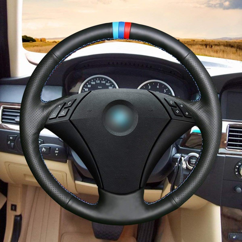 Loncky Auto Custom Fit OEM Black Genuine Leather Car Steering Wheel ...